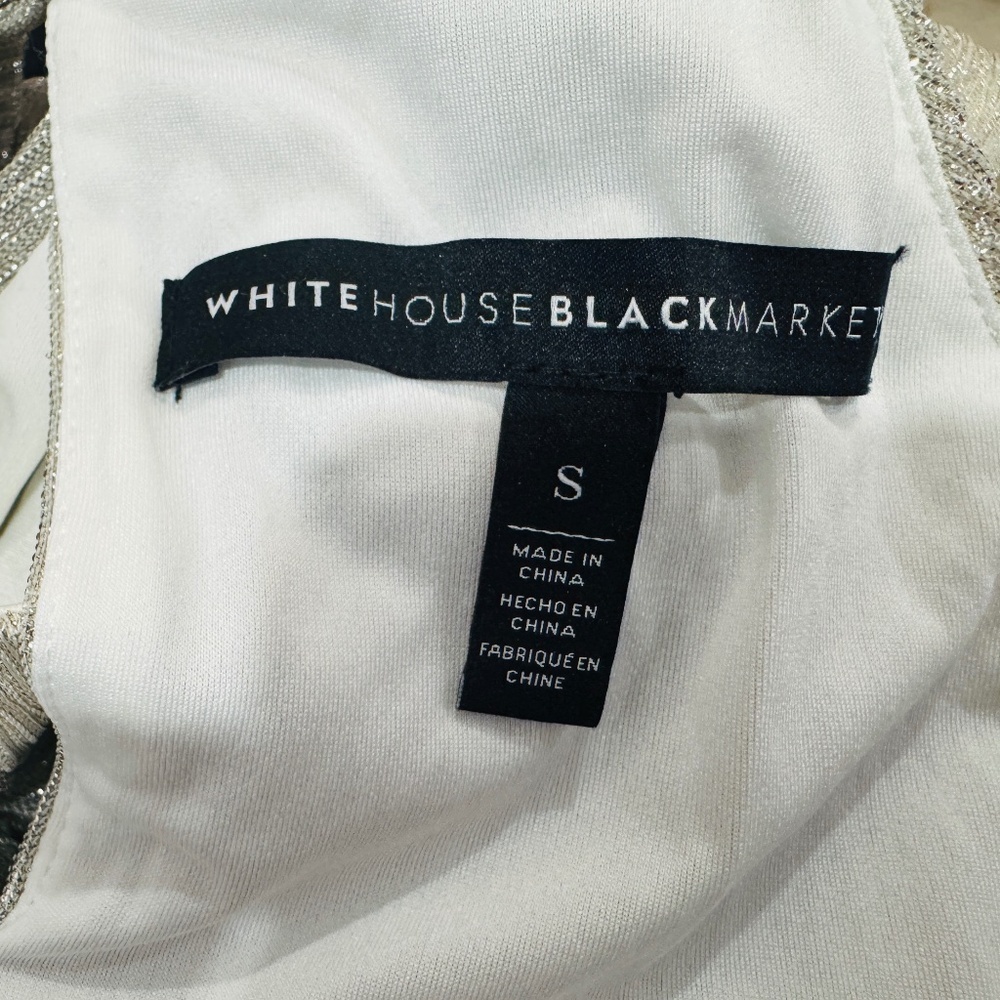 White House Black Market - Sleeveless Top, Ribbed, Silvery, Flowy Material - Picture 3 of 3